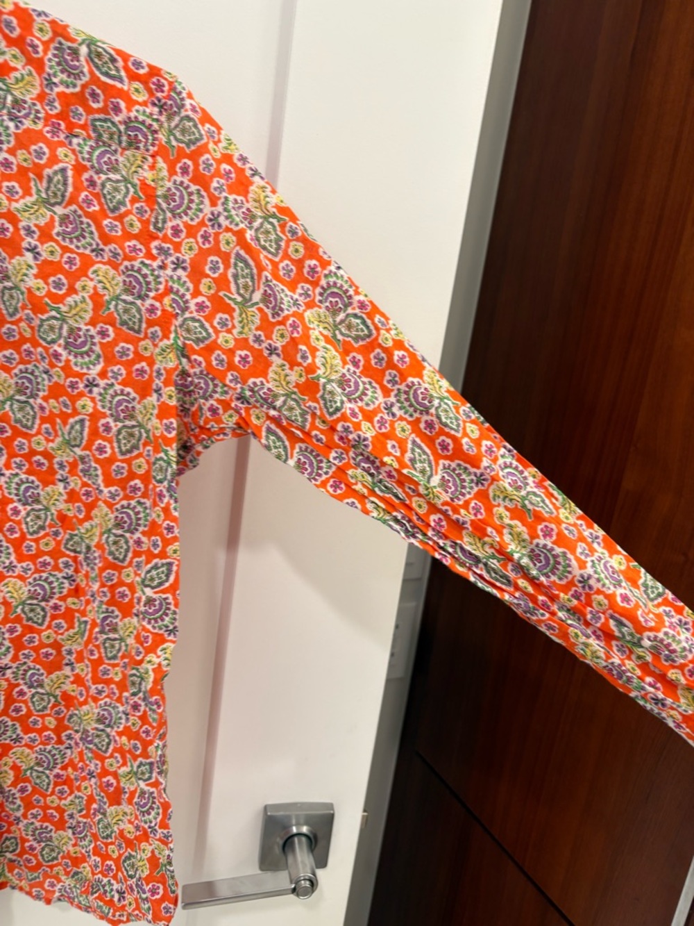 Lauren Ralph Lauren Cotton Orange Paisley Floral Button Down Size Medium - Picture 10 of 11